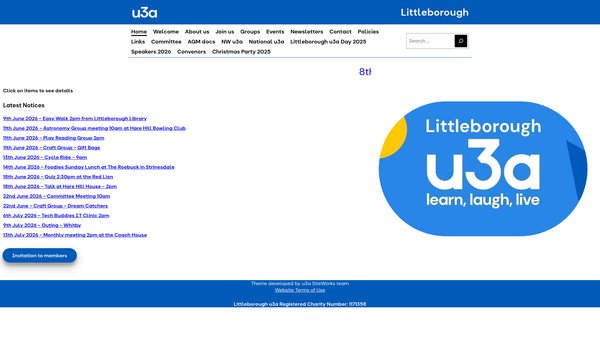 Screenshot of the Littleborough U3A website