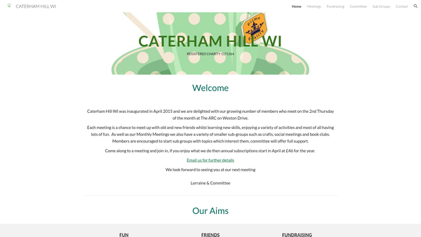 Screenshot of the Caterham Hill WI website