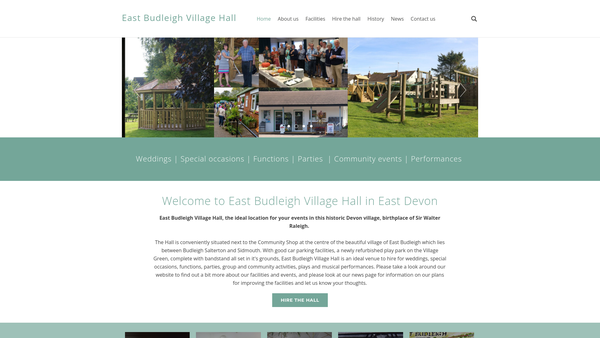 Screenshot of the East Budleigh With Bicton Village Hall website