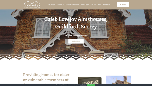 Screenshot of the Caleb Lovejoy's Almshouse Charity website
