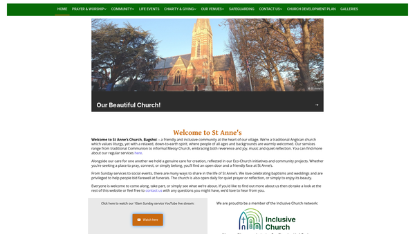 Screenshot of the The Parochial Church Council Of The Ecclesiastical Parish Of St Anne, Bagshot, Surrey website