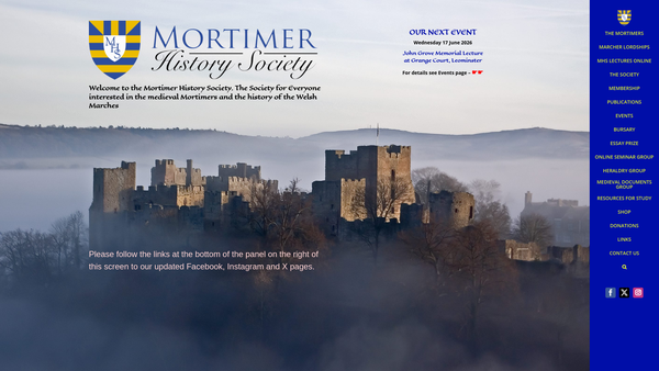 Screenshot of the Mortimer History Society website