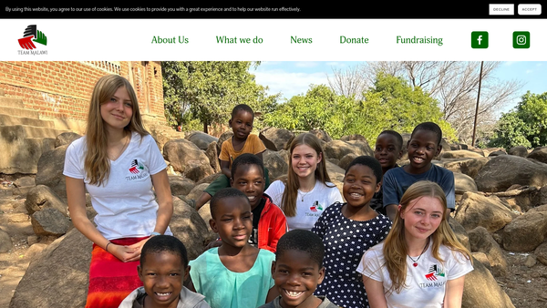 Screenshot of the Team Malawi website