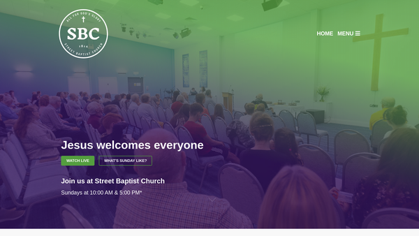 Screenshot of the Street Baptist Church website