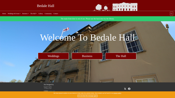 Screenshot of the Bedale Hall Charitable Incorporated Organisation website