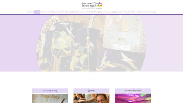 Screenshot of the Sha'arei Tsedek North London Reform Synagogue website