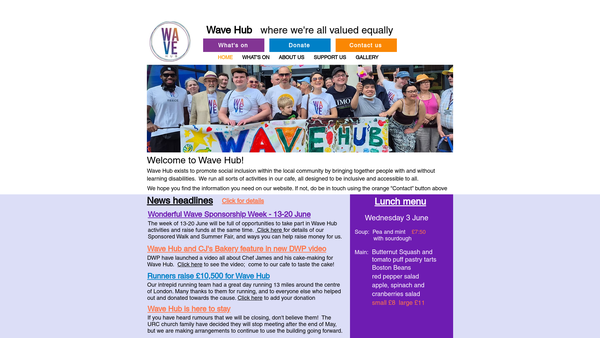 Screenshot of the Wave Muswell Hill CIO website
