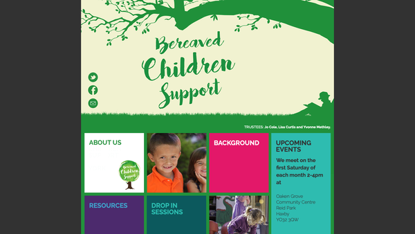 Screenshot of the Bereaved Children Support York website