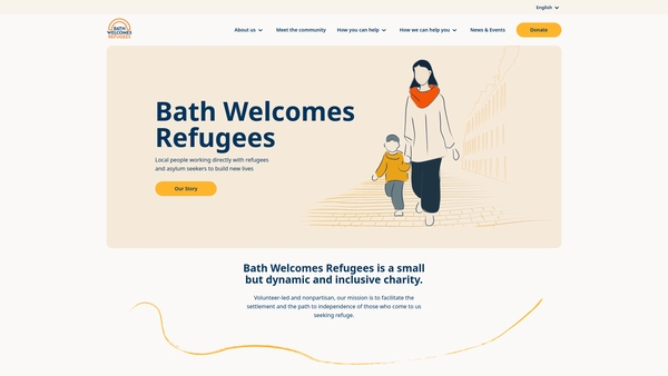Screenshot of the Bath Welcomes Refugees website