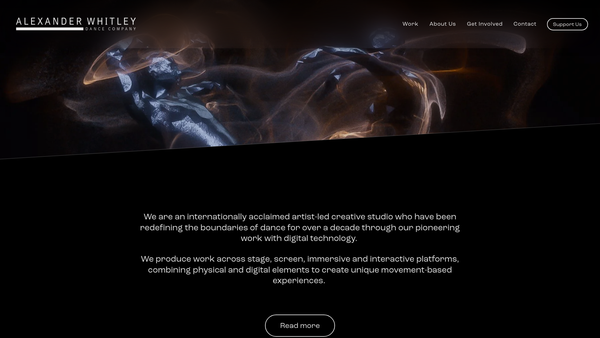 Screenshot of the Alexander Whitley Dance Company website