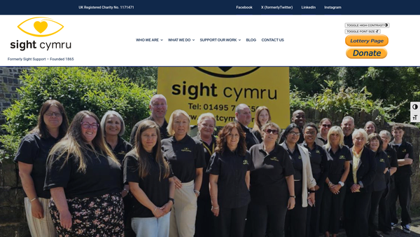 Screenshot of the Sight Cymru website