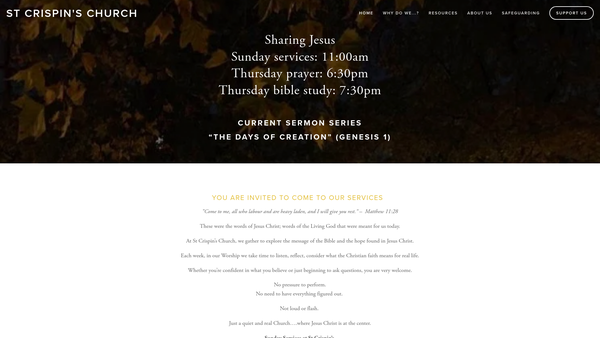 Screenshot of the St Crispin's Church website