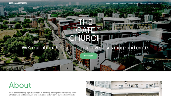 Screenshot of the The Gate Church website
