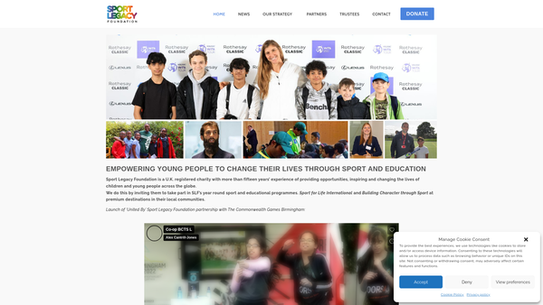 Screenshot of the The Sport Legacy Foundation website