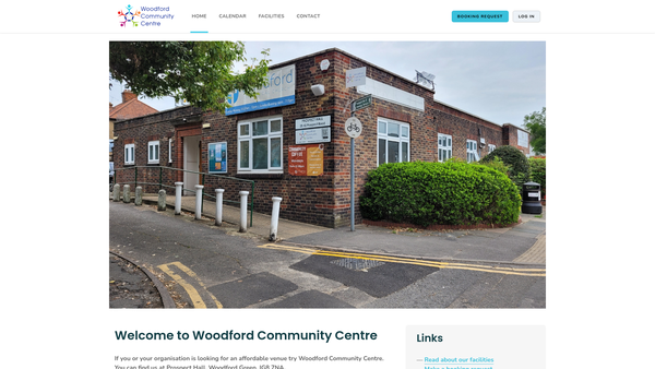 Screenshot of the Woodford Community Centre website