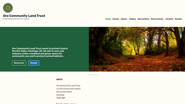 Screenshot of the Ore Community Land Trust website