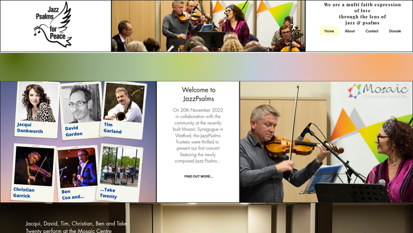 Screenshot of the Jazzpsalms For Peace website