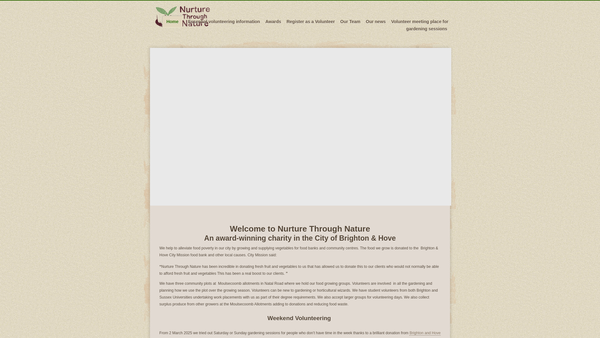 Screenshot of the Nurture Through Nature website