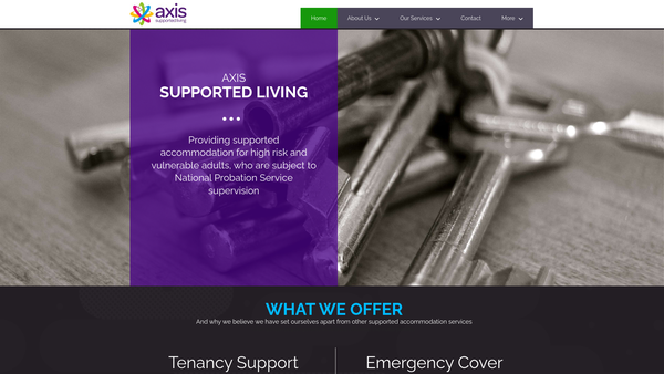 Screenshot of the Axis Supported Living website