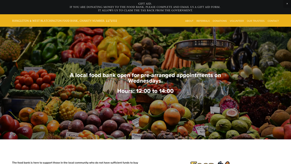 Screenshot of the Hangleton And West Blatchington Food Bank website