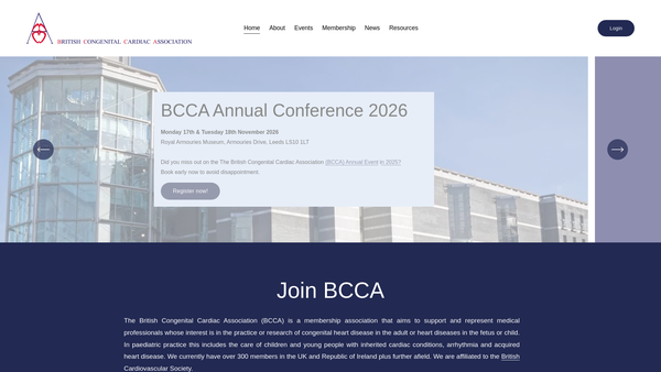Screenshot of the British Congenital Cardiac Association website