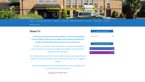 Screenshot of the Royston Community Association website