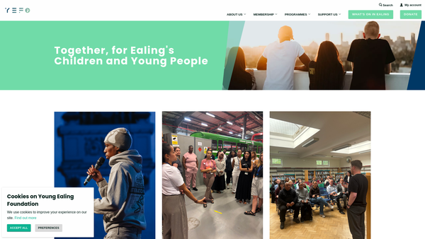 Screenshot of the Young Ealing Foundation website