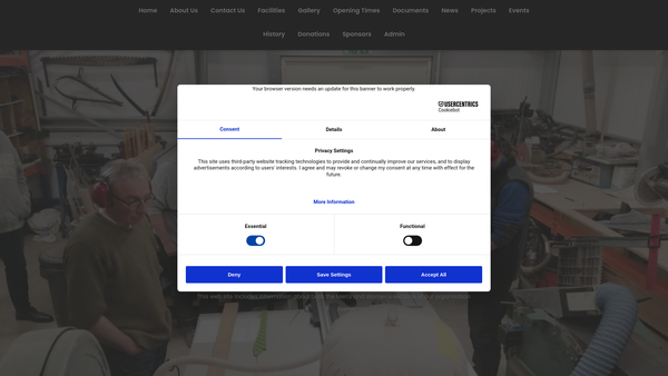 Screenshot of the Poringland & District Men's Shed website