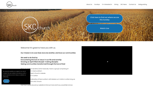 Screenshot of the SKC Church website