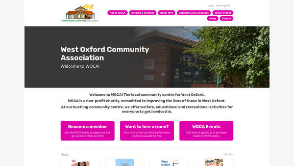 Screenshot of the West Oxford Community Association website