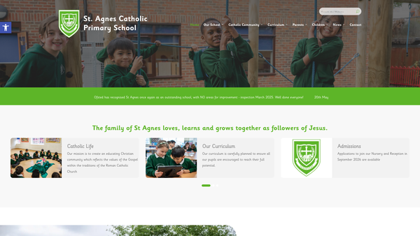 Screenshot of the Friends Of St Agnes (F.o.s.a) website