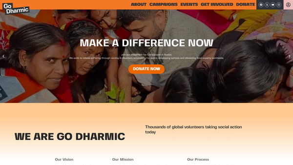 Screenshot of the Go Dharmic Welfare UK website