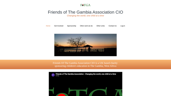 Screenshot of the Friends Of The Gambia Association CIO website
