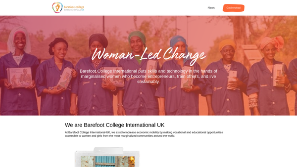 Screenshot of the Barefoot College International UK website