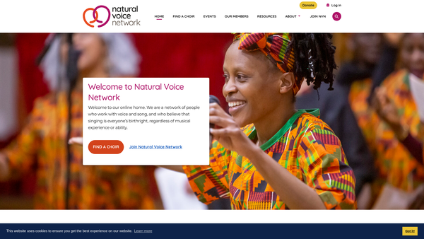 Screenshot of the Natural Voice Network website