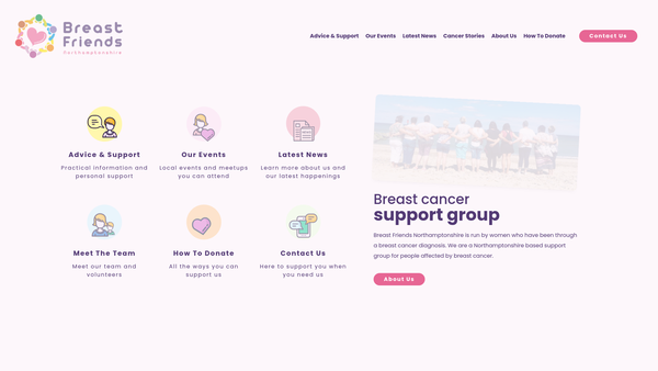Screenshot of the Breast Friends Northamptonshire website