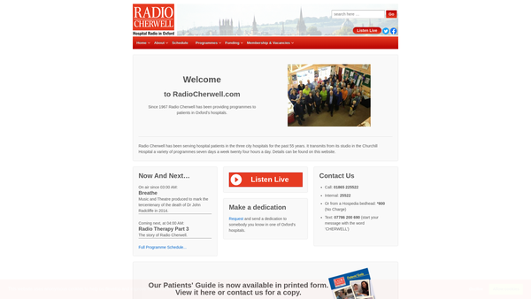 Screenshot of the Radio Cherwell website