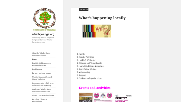 Screenshot of the Whalley Range Community Forum website