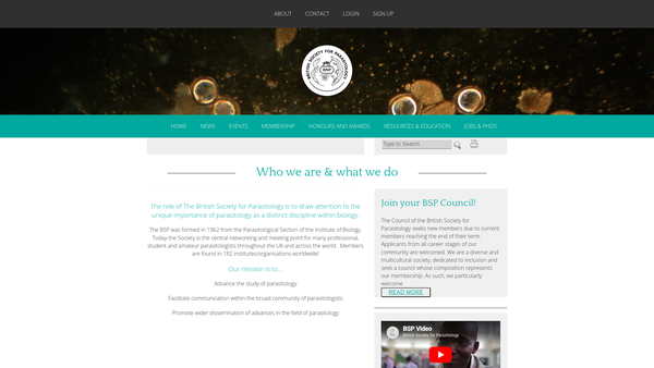 Screenshot of the The British Society For Parasitology website
