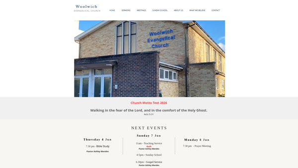 Screenshot of the Woolwich Evangelical Church website