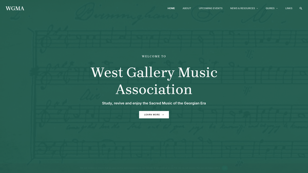 Screenshot of the The West Gallery Music Association website