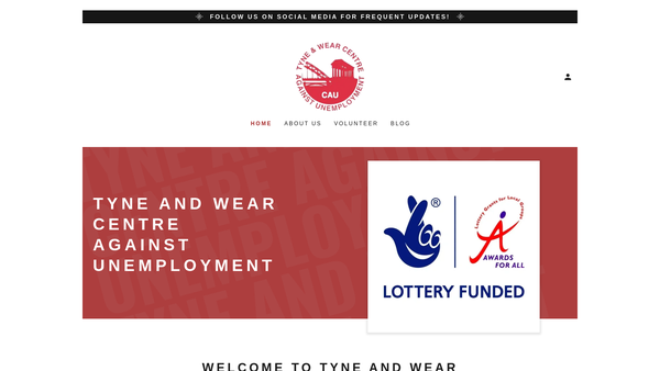 Screenshot of the Tyne And Wear Centre Against Unemployment website