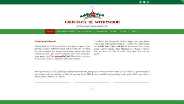 Screenshot of the University Of Withywood website