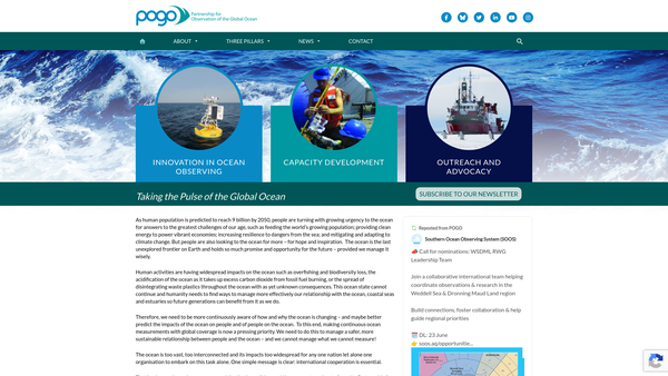Screenshot of the Partnership For Observation Of The Global Ocean website