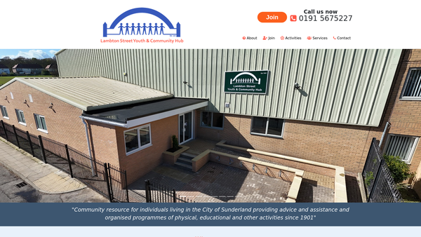 Screenshot of the Lambton Street Youth & Community Hub website