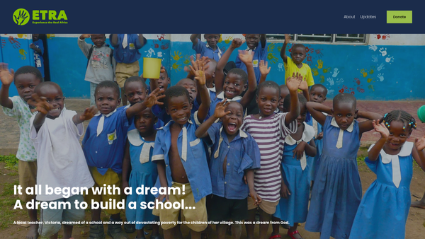 Screenshot of the Experience The Real Africa (UK) website