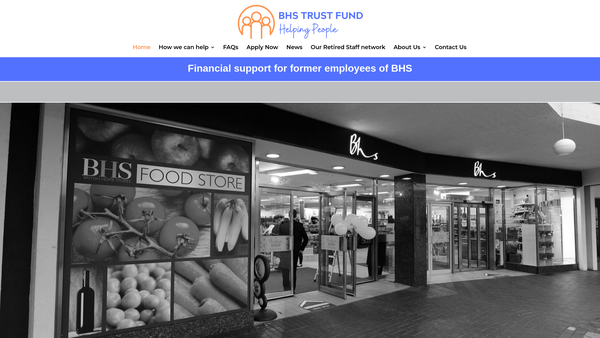 Screenshot of the Bhs Trust Fund website