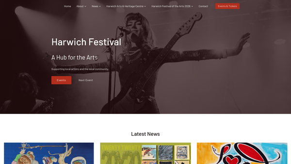 Screenshot of the The Harwich Festival website