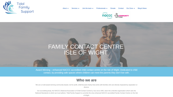Screenshot of the Tidal Family Support website