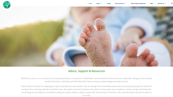 Screenshot of the Green Early Years Choices Champion Organisation website
